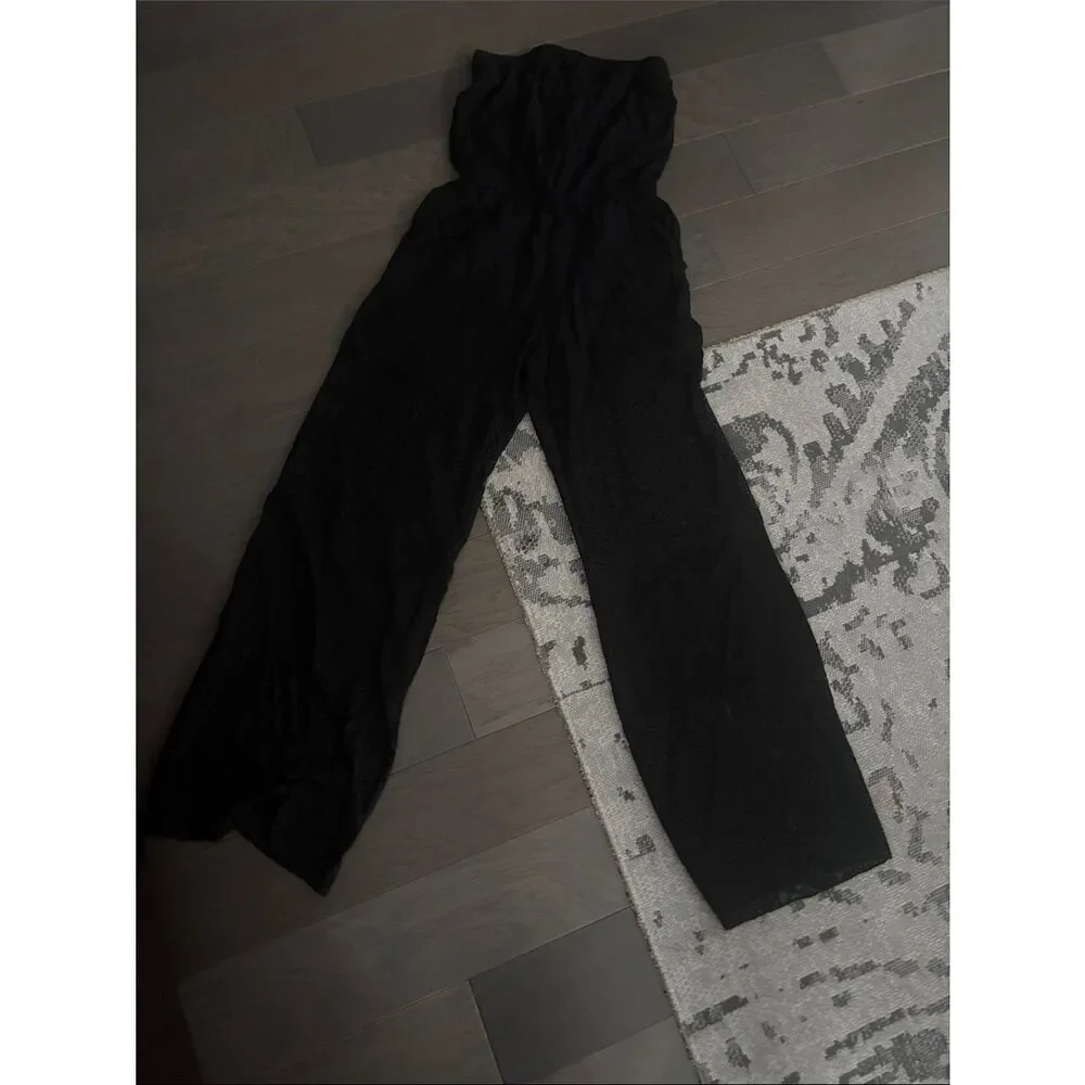 BECCA Black lace cutouts, Women's Wide-Leg Jumpsuit Small